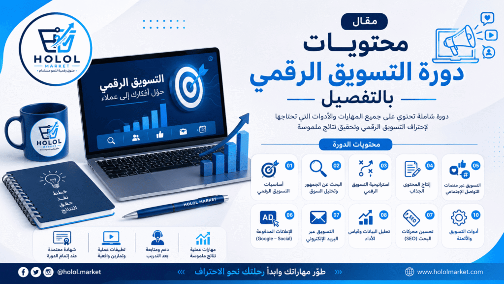محتويات دورة التسويق الرقمي بالتفصيل